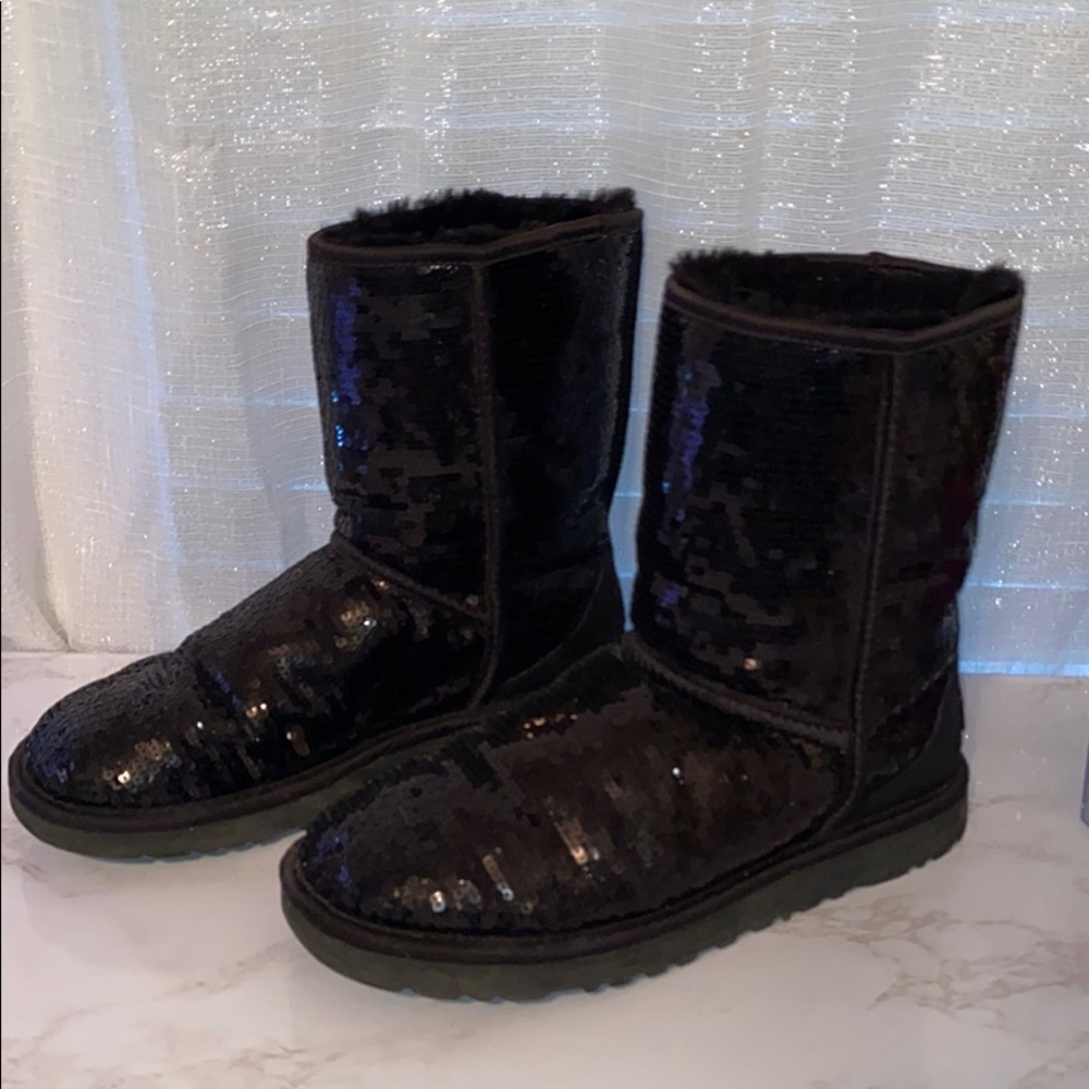 Black sparkly UGG boots